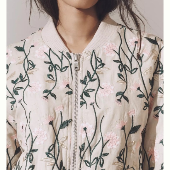NWT Avec Les Filles Floral Embroidered Bomber Jacket Size US XL - Picture 2 of 4